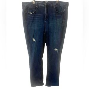 NYDJ Curves 360 Dark Blue Distressed Straight Leg Shape Jeans Size 24 Plus Size